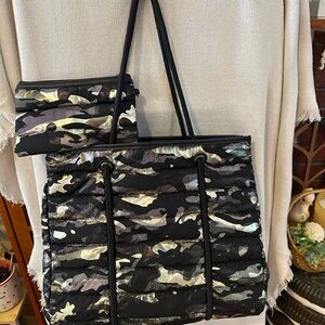 Camo Puffy Tote Bag & Pouch (2 PC)